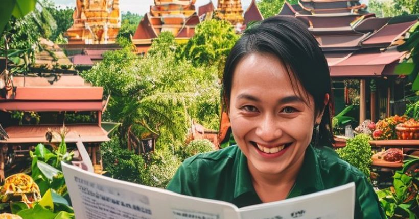 {"prompt":"A vibrant and inviting image for a blog post about learning Thai. The image should depict a person smiling warmly while learning Thai from a textbook with Thai script. In the background, showcase iconic Thai elements such as temples, street food, and lush greenery. The overall feel should be encouraging and reflect the joy of learning a new language.","originalPrompt":"A vibrant and inviting image for a blog post about learning Thai. The image should depict a person smiling warmly while learning Thai from a textbook with Thai script. In the background, showcase iconic Thai elements such as temples, street food, and lush greenery. The overall feel should be encouraging and reflect the joy of learning a new language.","width":1024,"height":1024,"seed":2387,"model":"sana","enhance":false,"nologo":false,"negative_prompt":"undefined","nofeed":false,"safe":false,"quality":"medium","image":[],"transparent":false,"has_nsfw_concept":false,"concept":[],"trackingData":{"actualModel":"sana","usage":{"completionImageTokens":1,"totalTokenCount":1}}}