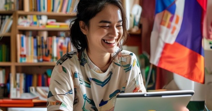 {"prompt":"A vibrant and encouraging image showing a person happily learning Thai with various resources like books, a tablet with Thai language apps, and a Thai flag in the background. The person should look engaged and motivated. The scene should be set in a bright and comfortable environment, suggesting a home study setup. The image should convey the message that learning Thai is achievable and enjoyable.","originalPrompt":"A vibrant and encouraging image showing a person happily learning Thai with various resources like books, a tablet with Thai language apps, and a Thai flag in the background. The person should look engaged and motivated. The scene should be set in a bright and comfortable environment, suggesting a home study setup. The image should convey the message that learning Thai is achievable and enjoyable.","width":1024,"height":1024,"seed":2553,"model":"sana","enhance":false,"nologo":false,"negative_prompt":"undefined","nofeed":false,"safe":false,"quality":"medium","image":[],"transparent":false,"has_nsfw_concept":false,"concept":[],"trackingData":{"actualModel":"sana","usage":{"completionImageTokens":1,"totalTokenCount":1}}}
