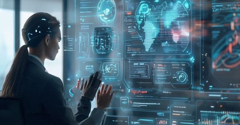 {"prompt":"Photorealistic image of a futuristic office setting, with a holographic AI assistant interface floating in the air. The interface displays complex data visualizations and charts, with a human professional interacting with it using hand gestures. The overall tone is sleek, modern, and intelligent, conveying the power and efficiency of AI agents in the workplace.","originalPrompt":"Photorealistic image of a futuristic office setting, with a holographic AI assistant interface floating in the air. The interface displays complex data visualizations and charts, with a human professional interacting with it using hand gestures. The overall tone is sleek, modern, and intelligent, conveying the power and efficiency of AI agents in the workplace.","width":1024,"height":1024,"seed":1362,"model":"sana","enhance":false,"nologo":false,"negative_prompt":"undefined","nofeed":false,"safe":false,"quality":"medium","image":[],"transparent":false,"has_nsfw_concept":false,"concept":[],"trackingData":{"actualModel":"sana","usage":{"completionImageTokens":1,"totalTokenCount":1}}}