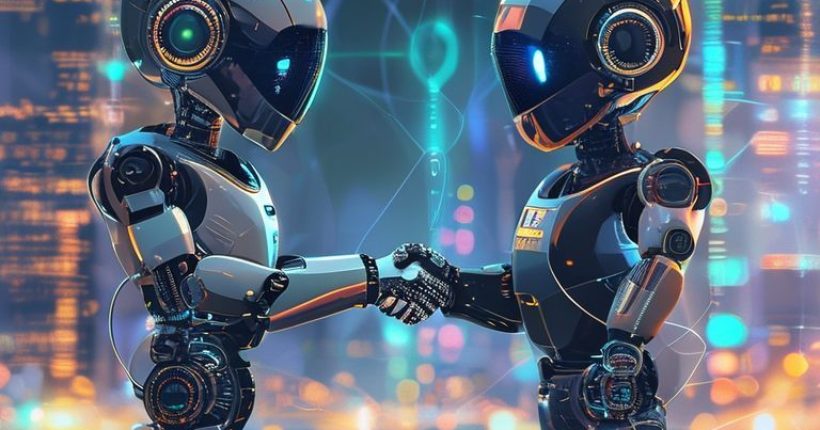 {"prompt":"Photorealistic image depicting two robots (representing N8N and ChatGPT) shaking hands, symbolizing their collaboration. The background should feature a futuristic cityscape with glowing data streams and interconnected nodes, emphasizing automation and intelligence. The robots should appear friendly and approachable, and the overall tone should be optimistic and forward-looking.","originalPrompt":"Photorealistic image depicting two robots (representing N8N and ChatGPT) shaking hands, symbolizing their collaboration. The background should feature a futuristic cityscape with glowing data streams and interconnected nodes, emphasizing automation and intelligence. The robots should appear friendly and approachable, and the overall tone should be optimistic and forward-looking.","width":1024,"height":1024,"seed":1367,"model":"sana","enhance":false,"nologo":false,"negative_prompt":"undefined","nofeed":false,"safe":false,"quality":"medium","image":[],"transparent":false,"has_nsfw_concept":false,"concept":[],"trackingData":{"actualModel":"sana","usage":{"completionImageTokens":1,"totalTokenCount":1}}}