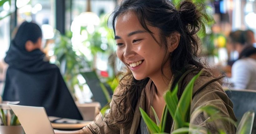 {"prompt":"Photorealistic image of a smiling Thai woman working on her laptop in a modern co-working space, surrounded by plants and with a cup of coffee. The scene is bright and airy, conveying a sense of success and freedom. In the background, out-of-focus, are other people collaborating and working on their own devices. The overall mood is positive and entrepreneurial.","originalPrompt":"Photorealistic image of a smiling Thai woman working on her laptop in a modern co-working space, surrounded by plants and with a cup of coffee. The scene is bright and airy, conveying a sense of success and freedom. In the background, out-of-focus, are other people collaborating and working on their own devices. The overall mood is positive and entrepreneurial.","width":1024,"height":1024,"seed":5769,"model":"sana","enhance":false,"nologo":false,"negative_prompt":"undefined","nofeed":false,"safe":false,"quality":"medium","image":[],"transparent":false,"has_nsfw_concept":false,"concept":[],"trackingData":{"actualModel":"sana","usage":{"completionImageTokens":1,"totalTokenCount":1}}}