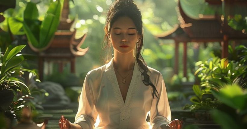 {"prompt":"A serene Thai individual meditates in a peaceful garden setting, surrounded by lush greenery and traditional Thai architecture. Soft, natural light illuminates their face, conveying a sense of calm and tranquility. The overall image is photorealistic and inviting.","originalPrompt":"A serene Thai individual meditates in a peaceful garden setting, surrounded by lush greenery and traditional Thai architecture. Soft, natural light illuminates their face, conveying a sense of calm and tranquility. The overall image is photorealistic and inviting.","width":1024,"height":1024,"seed":8212,"model":"sana","enhance":false,"nologo":false,"negative_prompt":"undefined","nofeed":false,"safe":false,"quality":"medium","image":[],"transparent":false,"has_nsfw_concept":false,"concept":[],"trackingData":{"actualModel":"sana","usage":{"completionImageTokens":1,"totalTokenCount":1}}}