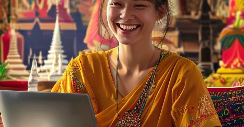 {"prompt":"A vibrant and welcoming image depicting someone learning Thai online. The person is smiling and engaged, using a laptop in a comfortable setting. The background subtly features Thai cultural elements like temples, food, or textiles. The overall tone is encouraging and highlights the ease and enjoyment of learning Thai online. The image should be photorealistic and high-quality.","originalPrompt":"A vibrant and welcoming image depicting someone learning Thai online. The person is smiling and engaged, using a laptop in a comfortable setting. The background subtly features Thai cultural elements like temples, food, or textiles. The overall tone is encouraging and highlights the ease and enjoyment of learning Thai online. The image should be photorealistic and high-quality.","width":1024,"height":1024,"seed":8396,"model":"sana","enhance":false,"nologo":false,"negative_prompt":"undefined","nofeed":false,"safe":false,"quality":"medium","image":[],"transparent":false,"has_nsfw_concept":false,"concept":[],"trackingData":{"actualModel":"sana","usage":{"completionImageTokens":1,"totalTokenCount":1}}}