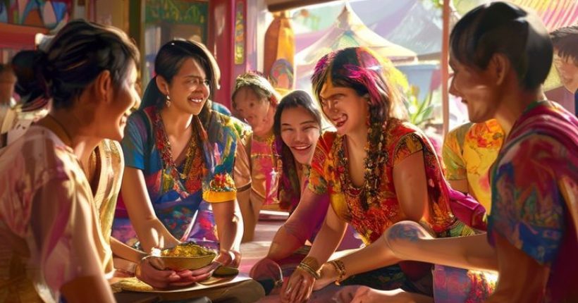 {"prompt":"A vibrant and joyful image featuring people of diverse backgrounds learning Thai together in a setting that evokes Thai culture (e.g., a market, a temple, or a classroom with Thai decor). The people should be smiling and engaged. Focus should be on positive and encouraging interaction, highlighting the joy of learning. Bright daytime lighting. Photorealistic.","originalPrompt":"A vibrant and joyful image featuring people of diverse backgrounds learning Thai together in a setting that evokes Thai culture (e.g., a market, a temple, or a classroom with Thai decor). The people should be smiling and engaged. Focus should be on positive and encouraging interaction, highlighting the joy of learning. Bright daytime lighting. Photorealistic.","width":1024,"height":1024,"seed":11658,"model":"sana","enhance":false,"nologo":false,"negative_prompt":"undefined","nofeed":false,"safe":false,"quality":"medium","image":[],"transparent":false,"has_nsfw_concept":false,"concept":[],"trackingData":{"actualModel":"sana","usage":{"completionImageTokens":1,"totalTokenCount":1}}}