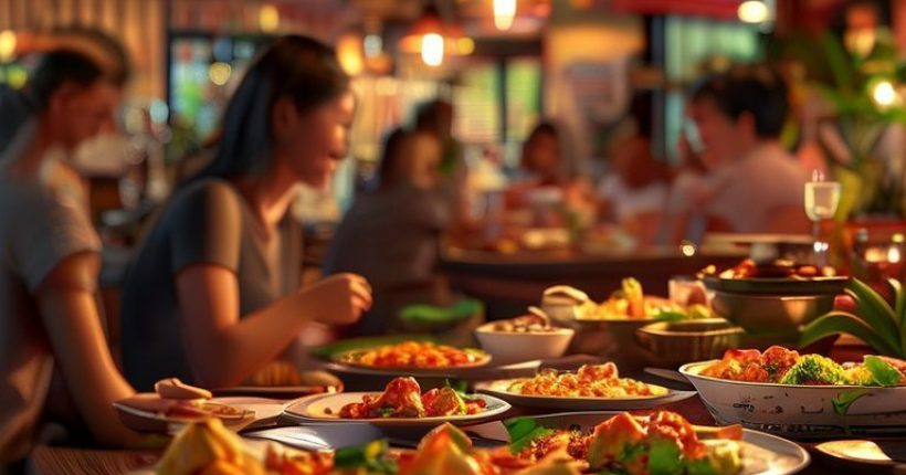 {"prompt":"Photorealistic image of a warmly lit, inviting Thai restaurant. Focus on a table with delicious Thai dishes beautifully arranged. In the background, smiling customers are enjoying their meals. The image should convey authenticity, deliciousness, and a welcoming atmosphere.","originalPrompt":"Photorealistic image of a warmly lit, inviting Thai restaurant. Focus on a table with delicious Thai dishes beautifully arranged. In the background, smiling customers are enjoying their meals. The image should convey authenticity, deliciousness, and a welcoming atmosphere.","width":1024,"height":1024,"seed":12207,"model":"sana","enhance":false,"nologo":false,"negative_prompt":"undefined","nofeed":false,"safe":false,"quality":"medium","image":[],"transparent":false,"has_nsfw_concept":false,"concept":[],"trackingData":{"actualModel":"sana","usage":{"completionImageTokens":1,"totalTokenCount":1}}}