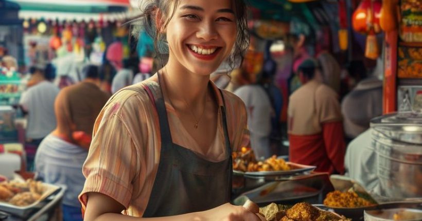 {"prompt":"A vibrant and inviting photorealistic image depicting a smiling person confidently ordering food from a Thai street food vendor. The background should be a bustling Thai market with colorful stalls and traditional Thai architecture. The food should look appetizing and authentic. Focus on capturing the joy and excitement of communicating in Thai.","originalPrompt":"A vibrant and inviting photorealistic image depicting a smiling person confidently ordering food from a Thai street food vendor. The background should be a bustling Thai market with colorful stalls and traditional Thai architecture. The food should look appetizing and authentic. Focus on capturing the joy and excitement of communicating in Thai.","width":1024,"height":1024,"seed":12574,"model":"sana","enhance":false,"nologo":false,"negative_prompt":"undefined","nofeed":false,"safe":false,"quality":"medium","image":[],"transparent":false,"has_nsfw_concept":false,"concept":[],"trackingData":{"actualModel":"sana","usage":{"completionImageTokens":1,"totalTokenCount":1}}}