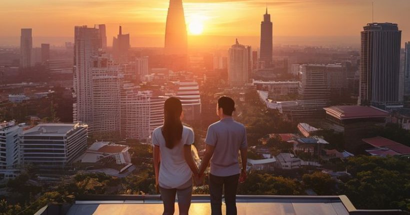 {"prompt":"A high-resolution, photorealistic aerial view of the Bangkok skyline at sunset. In the foreground, a modern couple is standing on a rooftop terrace, holding hands and looking out at the city with a hopeful expression. The overall tone is aspirational and successful, reflecting the dream of property ownership.","originalPrompt":"A high-resolution, photorealistic aerial view of the Bangkok skyline at sunset. In the foreground, a modern couple is standing on a rooftop terrace, holding hands and looking out at the city with a hopeful expression. The overall tone is aspirational and successful, reflecting the dream of property ownership.","width":1024,"height":1024,"seed":13495,"model":"sana","enhance":false,"nologo":false,"negative_prompt":"undefined","nofeed":false,"safe":false,"quality":"medium","image":[],"transparent":false,"has_nsfw_concept":false,"concept":[],"trackingData":{"actualModel":"sana","usage":{"completionImageTokens":1,"totalTokenCount":1}}}