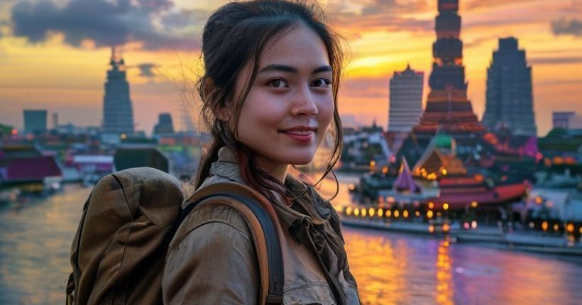 {"prompt":"A photorealistic image of a solo female traveler with a backpack standing in front of Wat Arun (Temple of Dawn) in Bangkok, Thailand. The traveler is smiling and looking confidently at the camera. The backdrop includes the Chao Phraya River and the vibrant skyline of Bangkok at sunset. The image should convey a sense of adventure, freedom, and cultural immersion.","originalPrompt":"A photorealistic image of a solo female traveler with a backpack standing in front of Wat Arun (Temple of Dawn) in Bangkok, Thailand. The traveler is smiling and looking confidently at the camera. The backdrop includes the Chao Phraya River and the vibrant skyline of Bangkok at sunset. The image should convey a sense of adventure, freedom, and cultural immersion.","width":1024,"height":1024,"seed":15644,"model":"sana","enhance":false,"nologo":false,"negative_prompt":"undefined","nofeed":false,"safe":false,"quality":"medium","image":[],"transparent":false,"has_nsfw_concept":false,"concept":[],"trackingData":{"actualModel":"sana","usage":{"completionImageTokens":1,"totalTokenCount":1}}}
