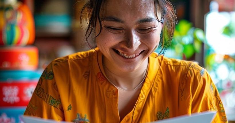 {"prompt":"A photo-realistic, encouraging image of a person smiling while interacting with Thai language learning materials (textbook, app on a tablet). The background should subtly feature Thai cultural elements.","originalPrompt":"A photo-realistic, encouraging image of a person smiling while interacting with Thai language learning materials (textbook, app on a tablet). The background should subtly feature Thai cultural elements.","width":1024,"height":1024,"seed":15829,"model":"sana","enhance":false,"nologo":false,"negative_prompt":"undefined","nofeed":false,"safe":false,"quality":"medium","image":[],"transparent":false,"has_nsfw_concept":false,"concept":[],"trackingData":{"actualModel":"sana","usage":{"completionImageTokens":1,"totalTokenCount":1}}}