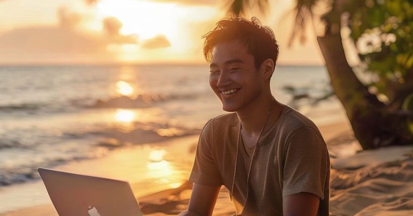 {"prompt":"A person sitting on a beach in Thailand, laptop in their lap, smiling and looking relaxed. The ocean is calm and the sun is setting, casting a golden glow. The feel should be one of achieved financial freedom and peace. The image is photorealistic. Palm trees are visible in the background.","originalPrompt":"A person sitting on a beach in Thailand, laptop in their lap, smiling and looking relaxed. The ocean is calm and the sun is setting, casting a golden glow. The feel should be one of achieved financial freedom and peace. The image is photorealistic. Palm trees are visible in the background.","width":1024,"height":1024,"seed":15952,"model":"sana","enhance":false,"nologo":false,"negative_prompt":"undefined","nofeed":false,"safe":false,"quality":"medium","image":[],"transparent":false,"has_nsfw_concept":false,"concept":[],"trackingData":{"actualModel":"sana","usage":{"completionImageTokens":1,"totalTokenCount":1}}}