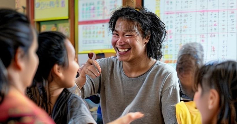 {"prompt":"A diverse group of people happily learning Thai together in a vibrant classroom setting. One person is pointing to a Thai alphabet chart with a smile. The overall atmosphere is positive and encouraging.","originalPrompt":"A diverse group of people happily learning Thai together in a vibrant classroom setting. One person is pointing to a Thai alphabet chart with a smile. The overall atmosphere is positive and encouraging.","width":1024,"height":1024,"seed":20115,"model":"sana","enhance":false,"nologo":false,"negative_prompt":"undefined","nofeed":false,"safe":false,"quality":"medium","image":[],"transparent":false,"has_nsfw_concept":false,"concept":[],"trackingData":{"actualModel":"sana","usage":{"completionImageTokens":1,"totalTokenCount":1}}}